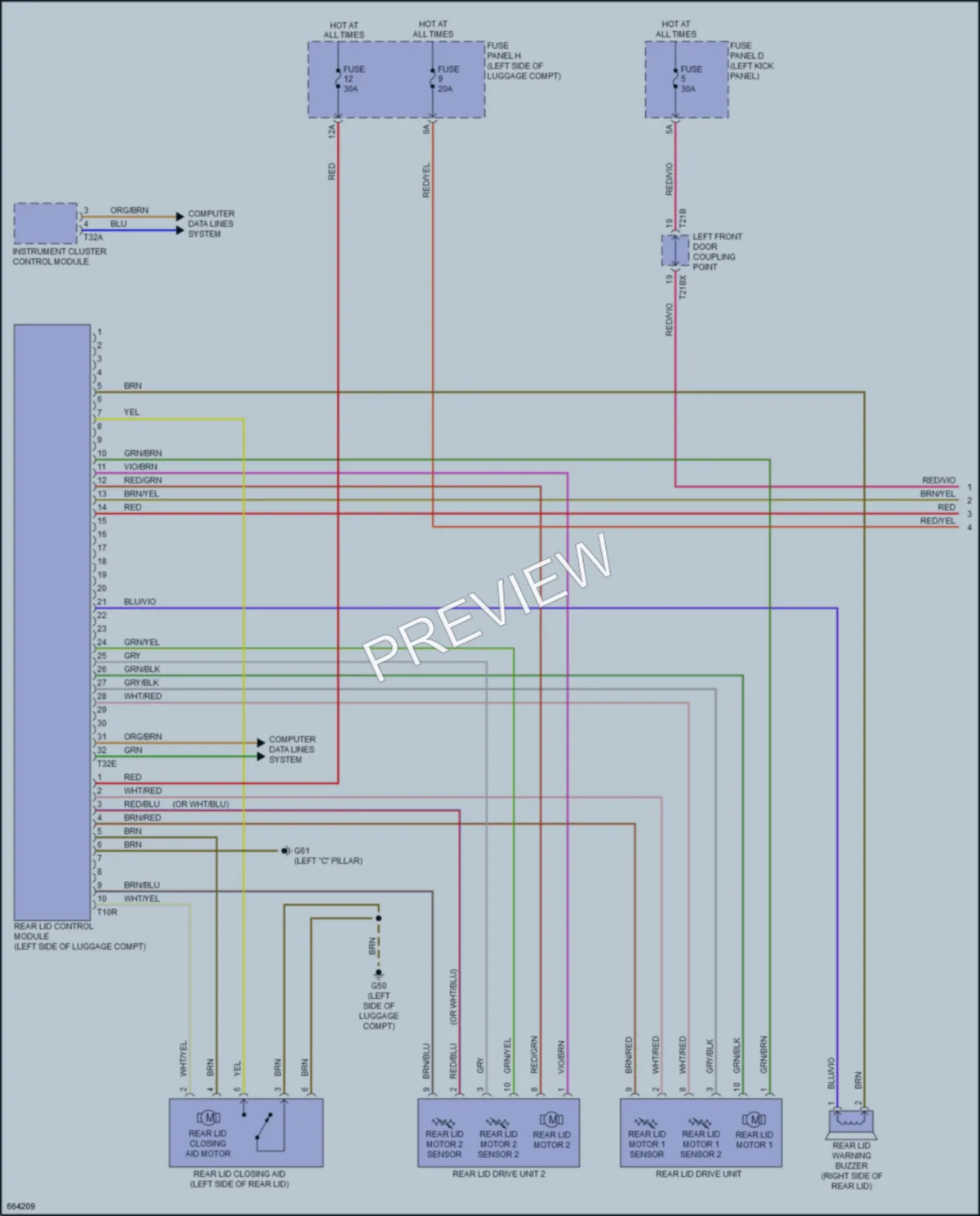 2019 Audi A7 Trunk Tailgate Fuel Door wiring diagram preview