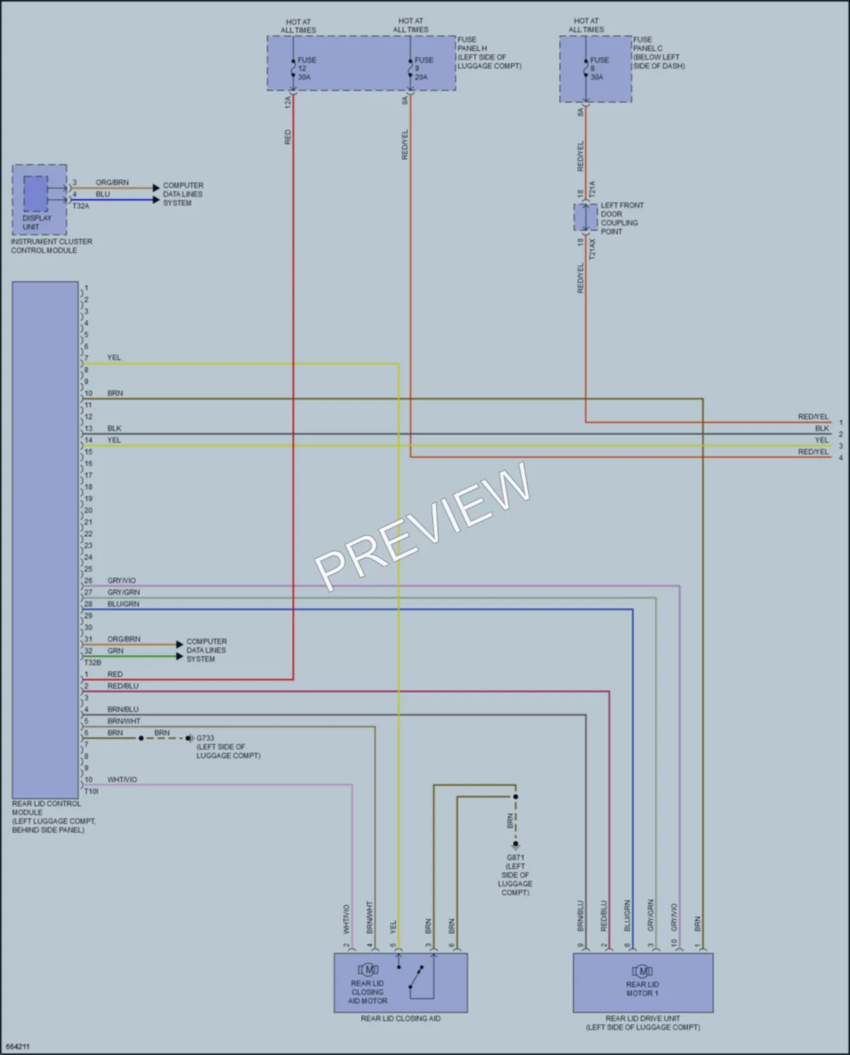 2019 Audi A8 Trunk Tailgate Fuel Door wiring diagram preview