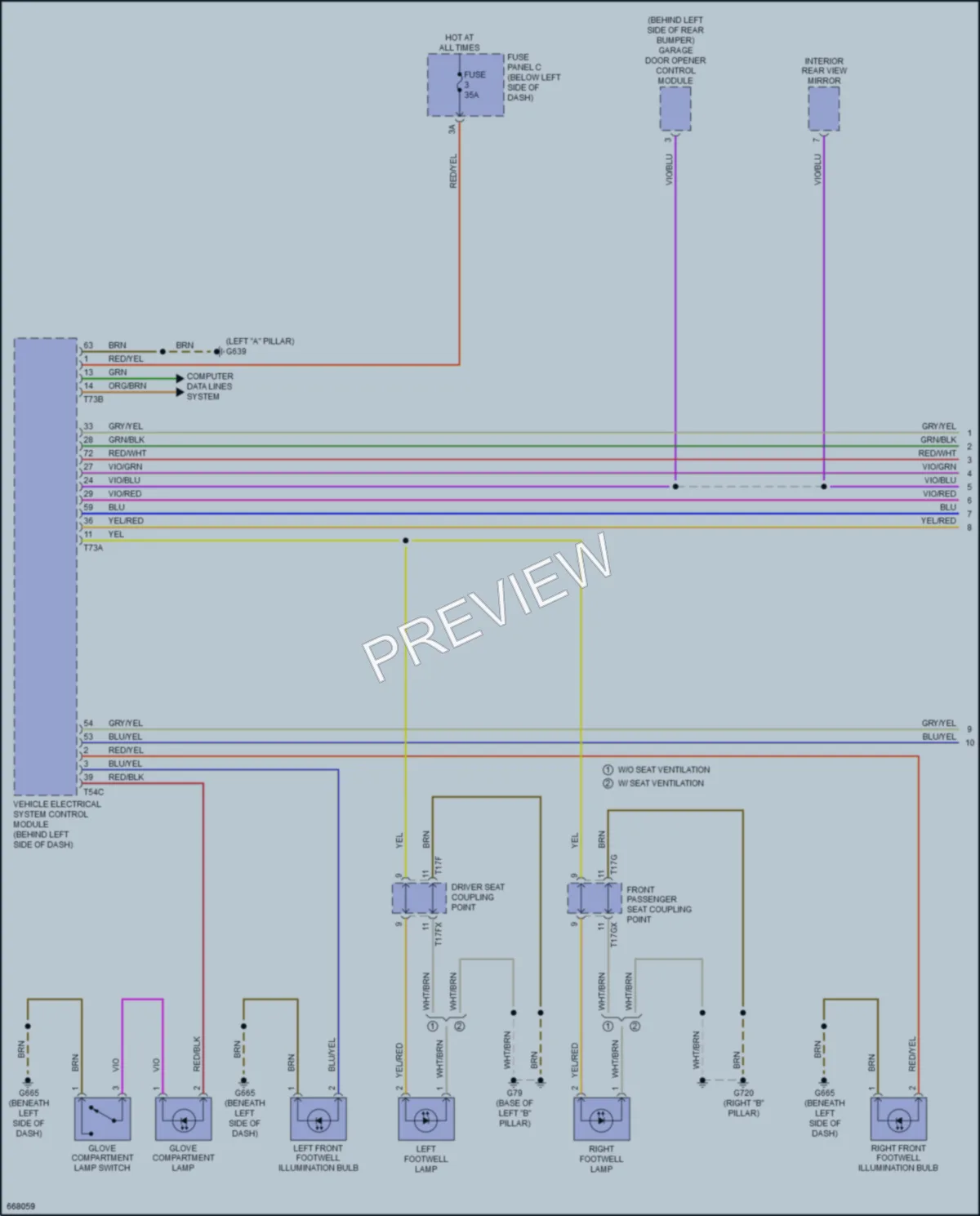 2019 Audi A8L Interior Lights wiring diagram preview