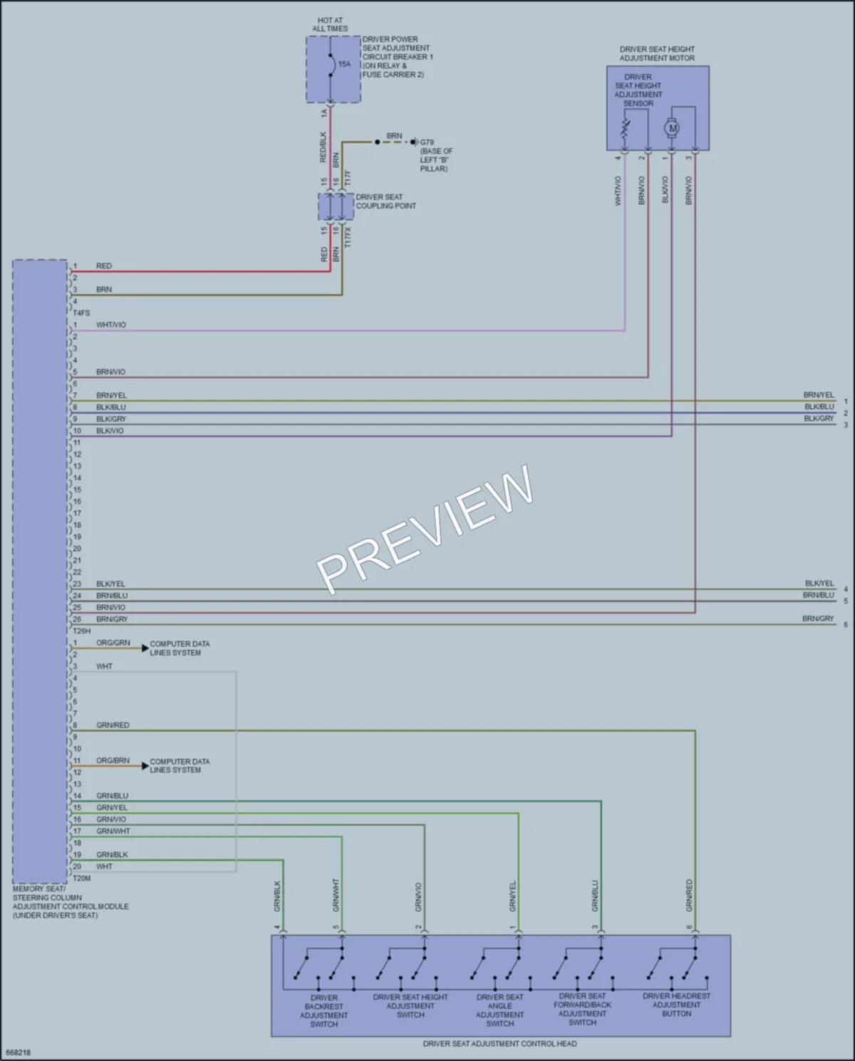 2019 Audi A8L Memory Systems wiring diagram preview