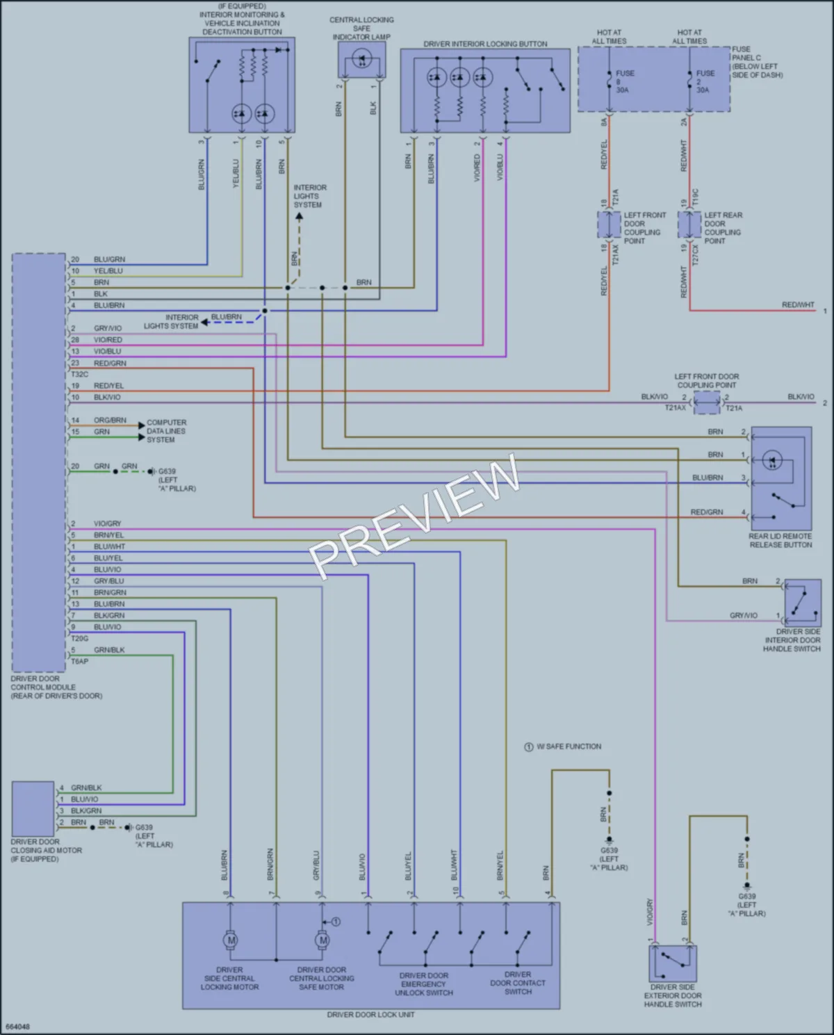 2019 Audi A8L Power Door Locks wiring diagram preview