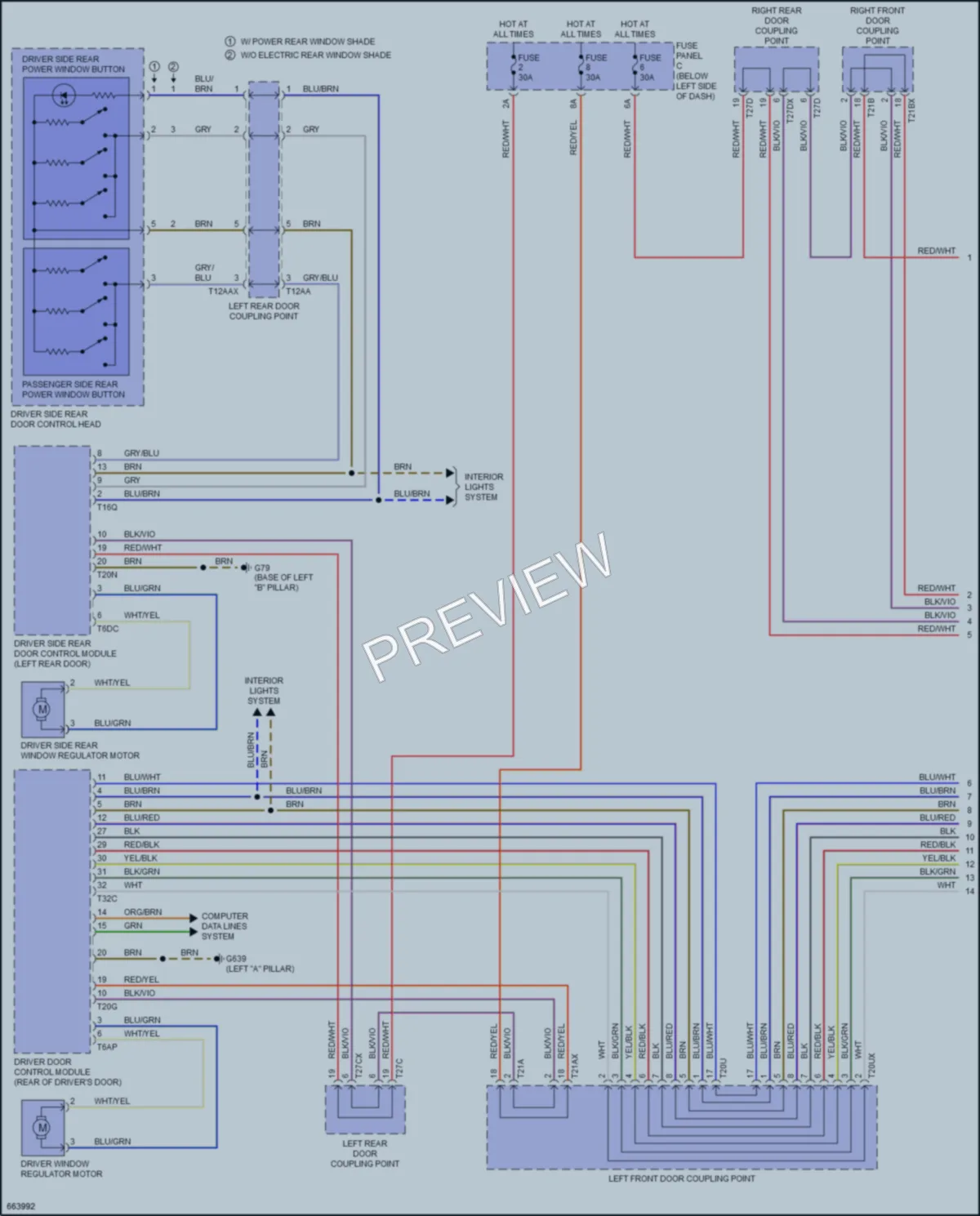 2019 Audi A8L Power Windows wiring diagram preview