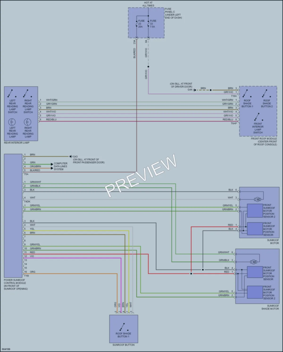 2019 Audi Q3 Power Top Sunroof wiring diagram preview