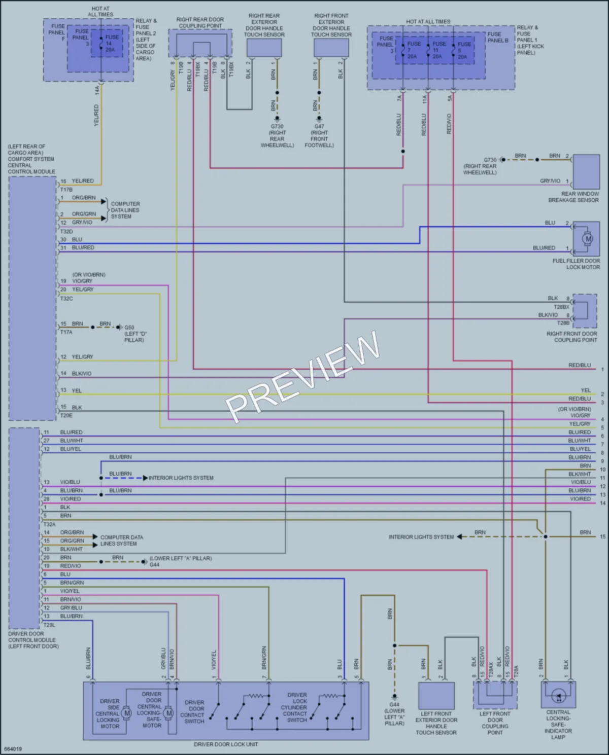 2019 Audi Q5 Power Door Locks wiring diagram preview
