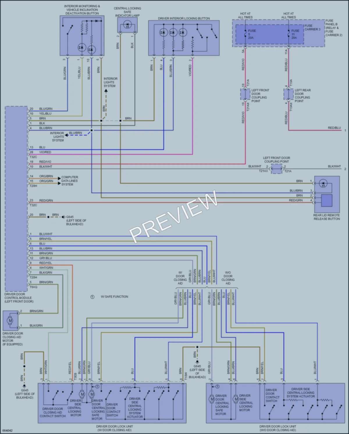 2019 Audi Q7 Power Door Locks wiring diagram preview