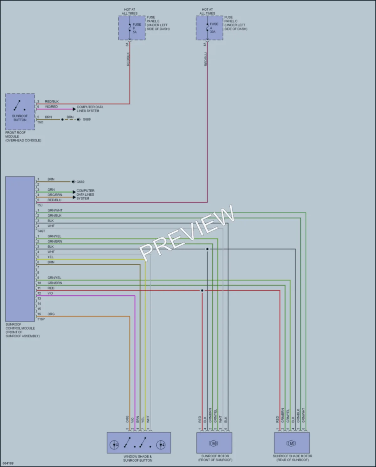 2019 Audi Q8 Power Top Sunroof wiring diagram preview