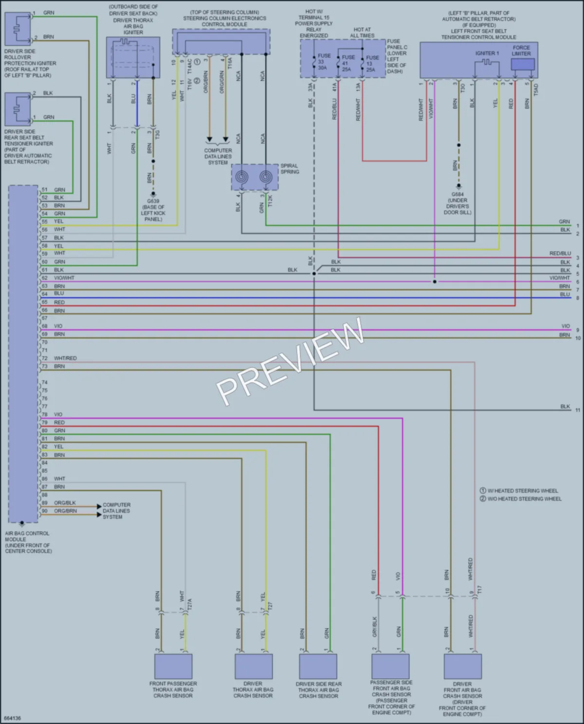 2019 Audi RS3 Supplemental Restraints wiring diagram preview