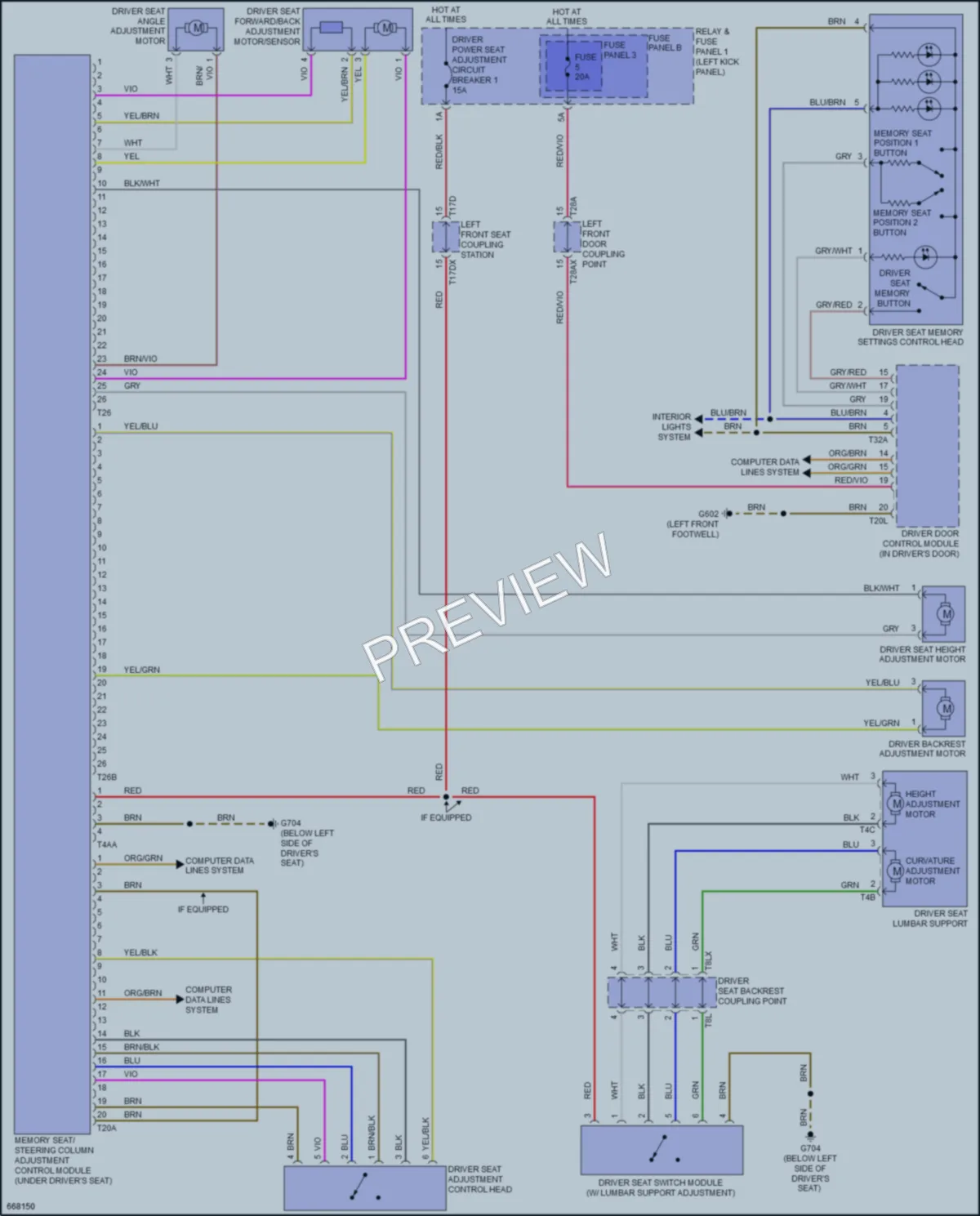 2019 Audi RS5 Memory Systems wiring diagram preview