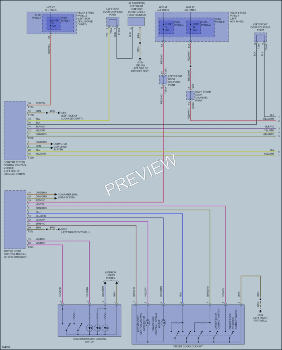 2019 Audi RS5 Power Door Locks wiring diagram preview