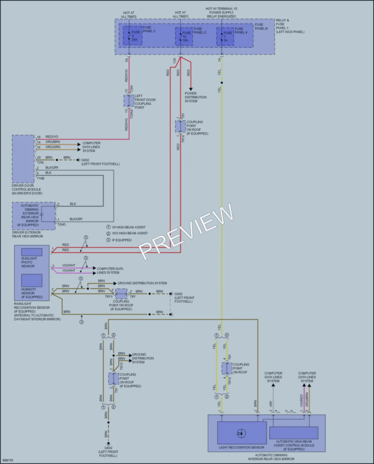 2019 Audi RS5 Power Mirrors wiring diagram preview