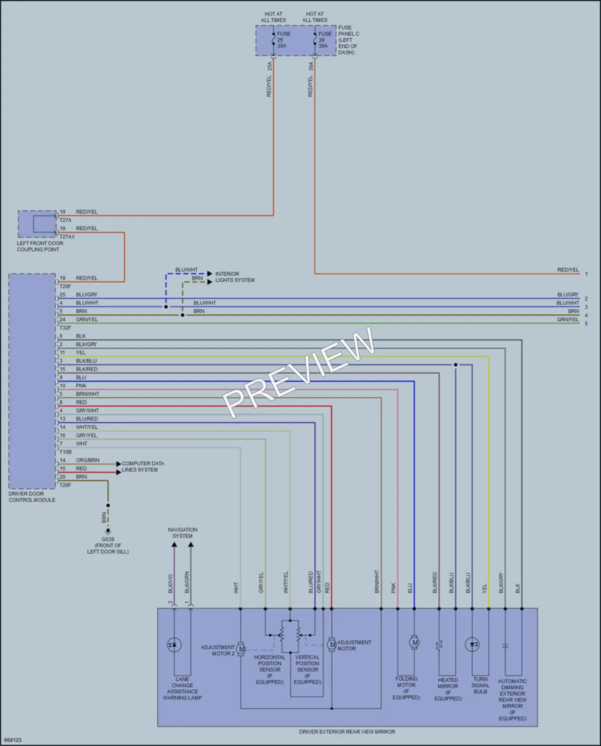 2019 Audi TT Power Mirrors wiring diagram preview