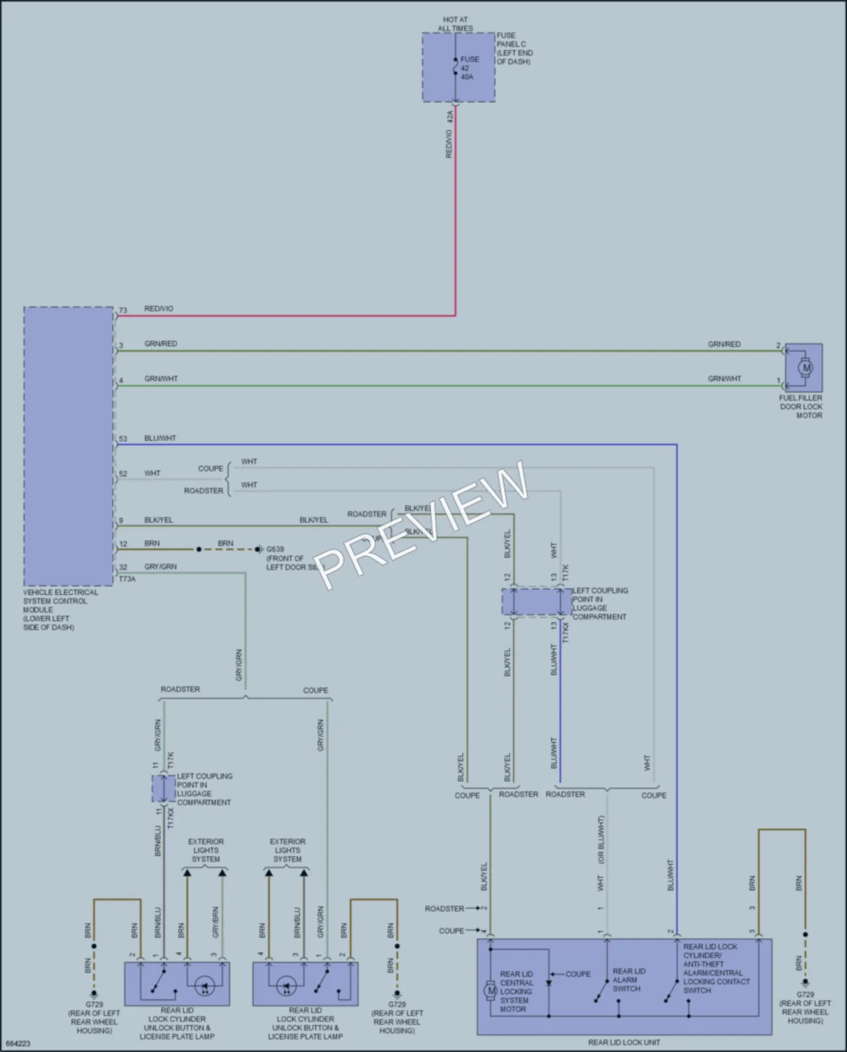 2019 Audi TTS Trunk Tailgate Fuel Door wiring diagram preview