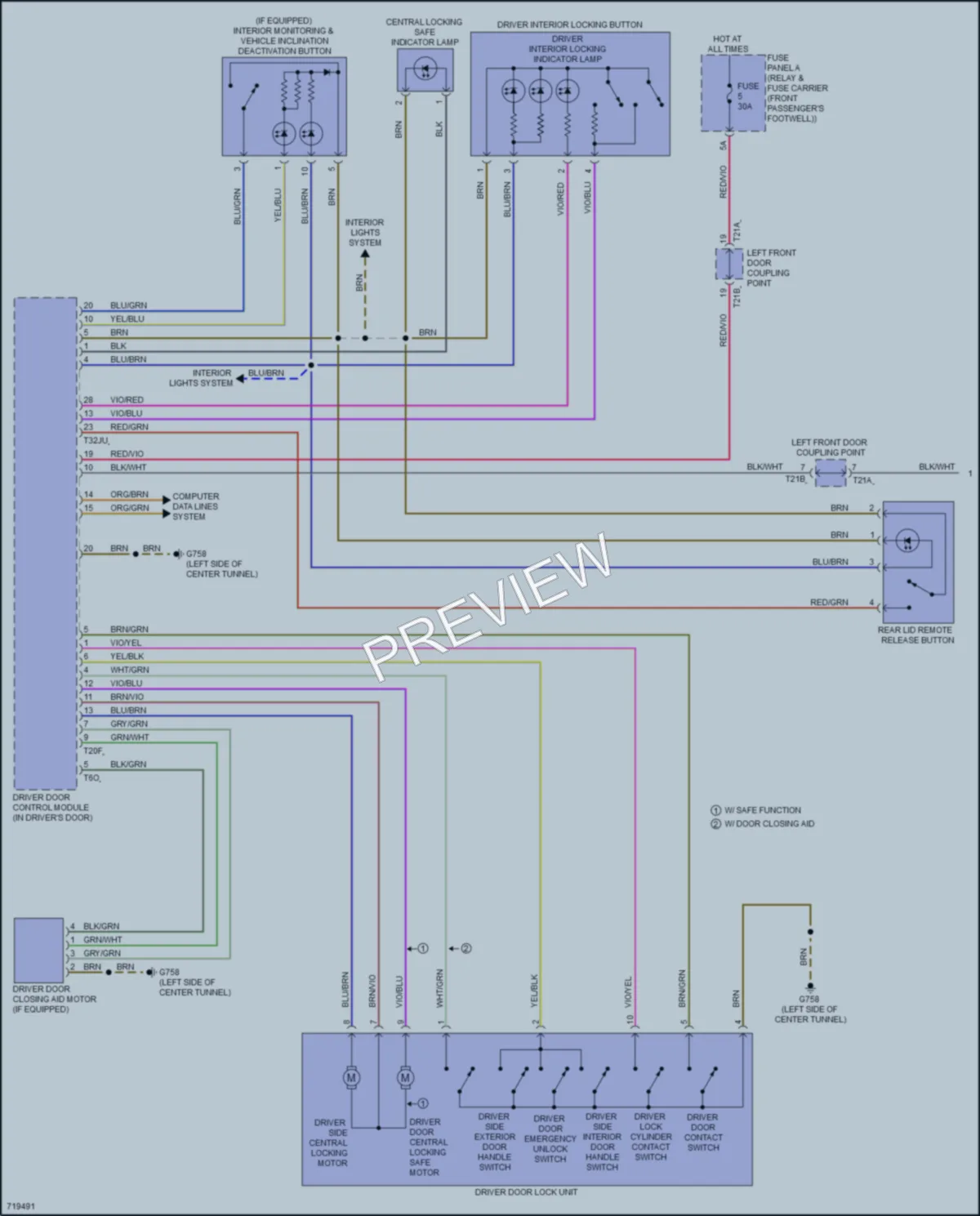 2019 Audi etron Power Door Locks wiring diagram preview