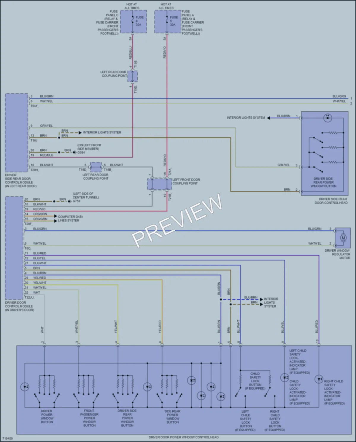 2019 Audi etron Power Windows wiring diagram preview