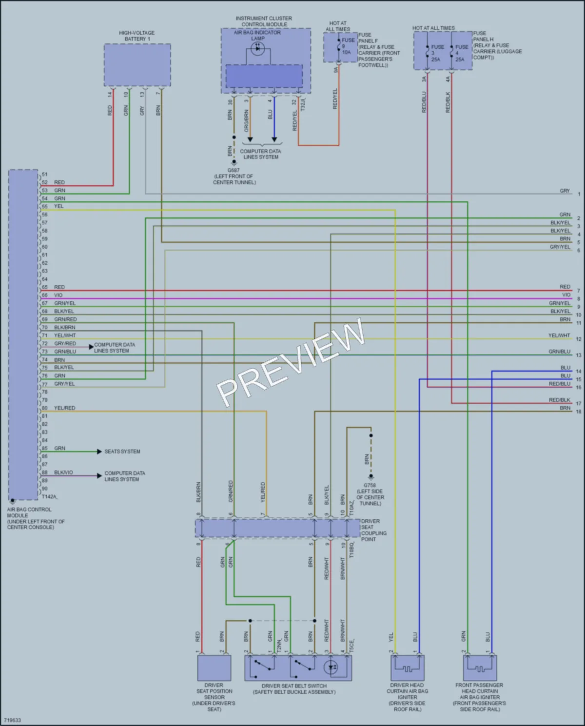 2019 Audi etron Supplemental Restraints wiring diagram preview