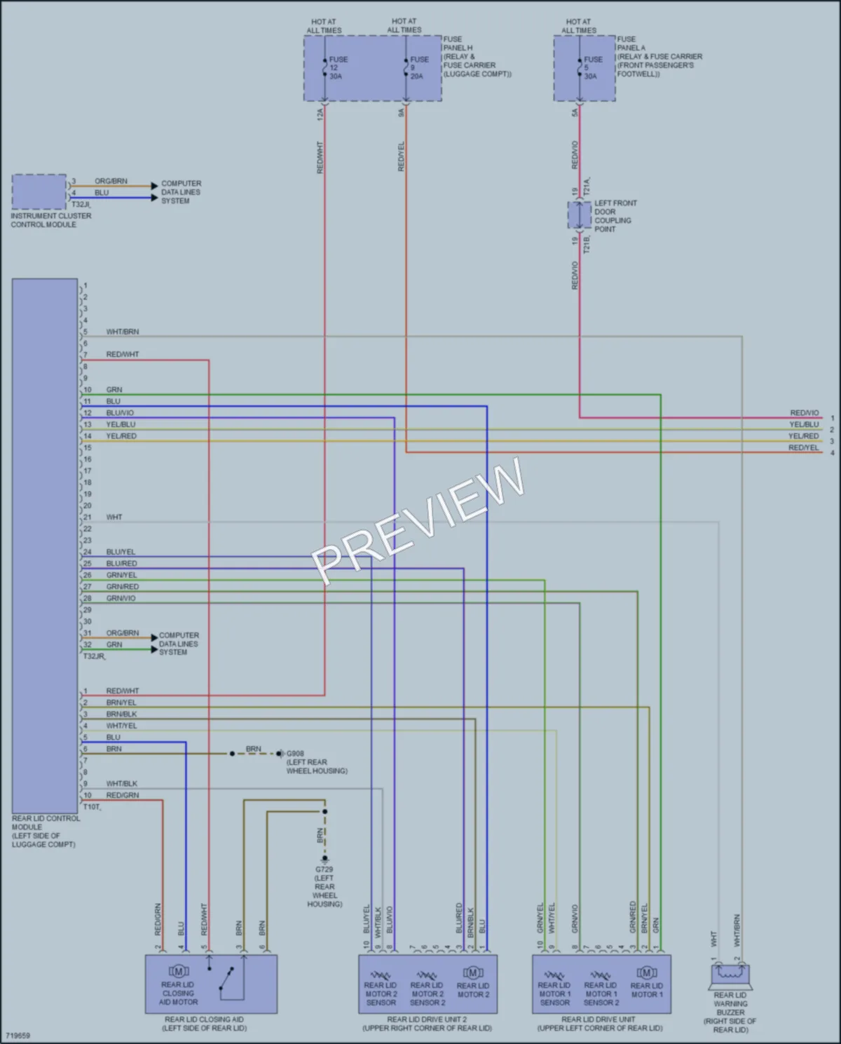2019 Audi etron Trunk Tailgate Fuel Door wiring diagram preview