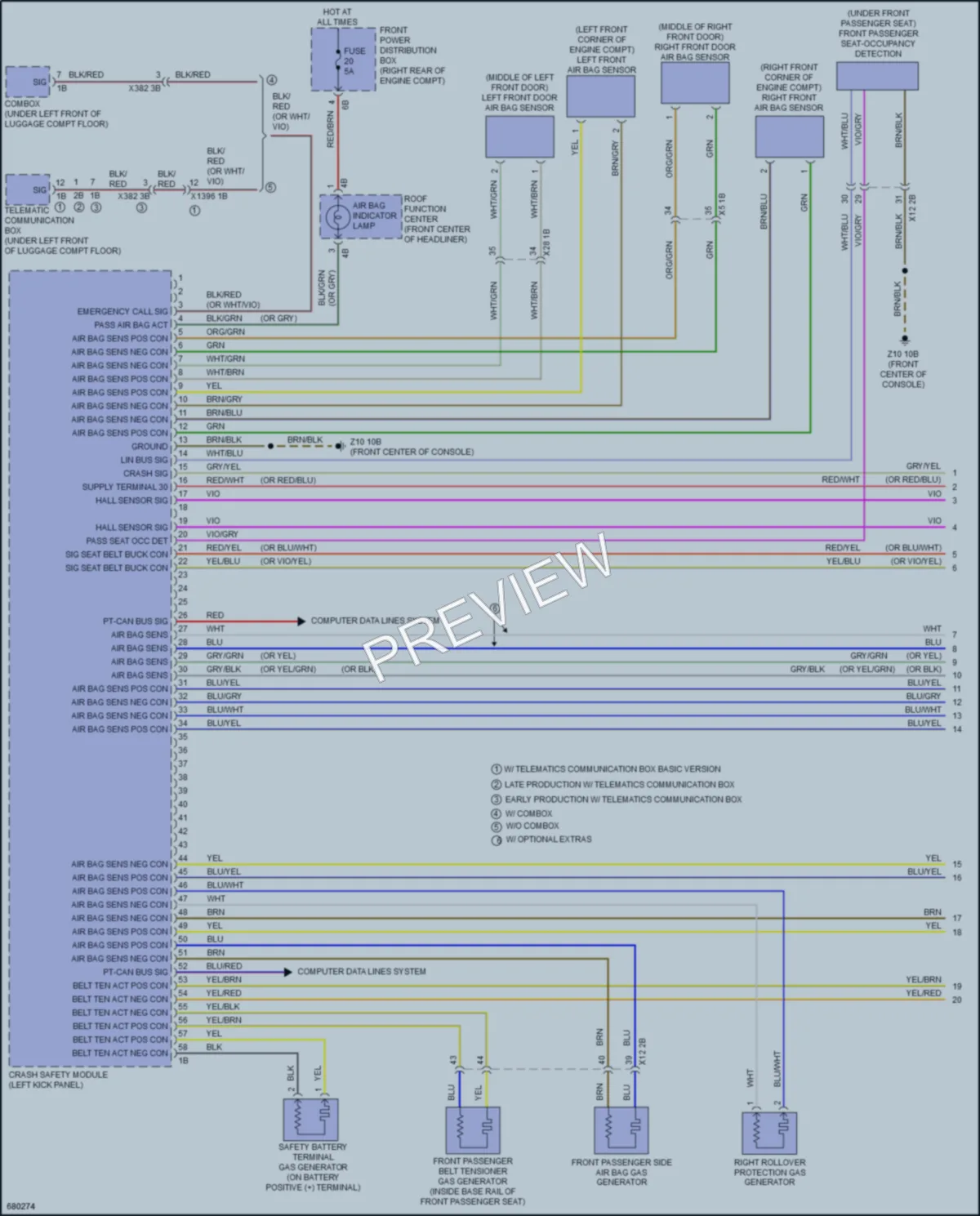 2019 BMW 230i Supplemental Restraints wiring diagram preview