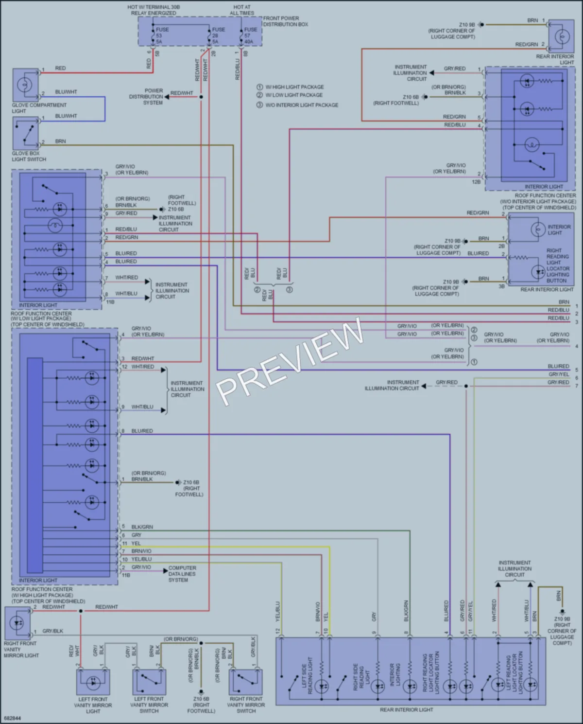 2019 BMW 330iGranTurismo Interior Lights wiring diagram preview