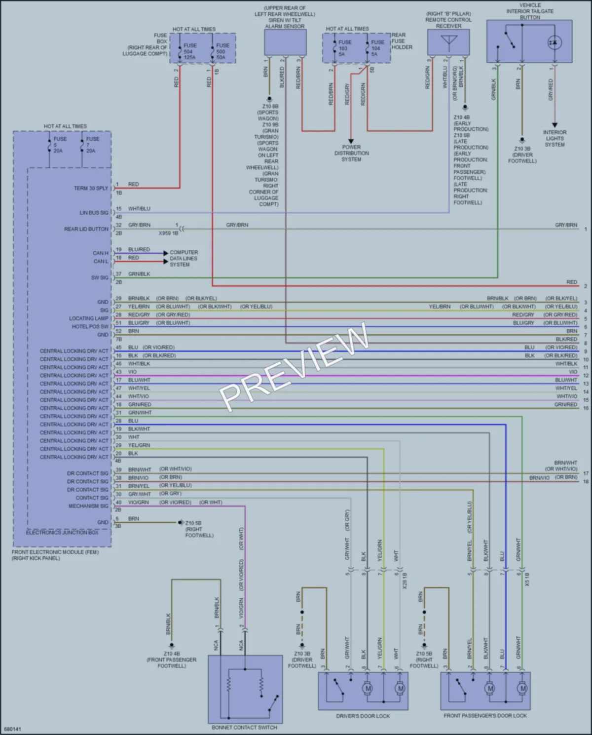 2019 BMW 340iGranTurismo Power Door Locks wiring diagram preview