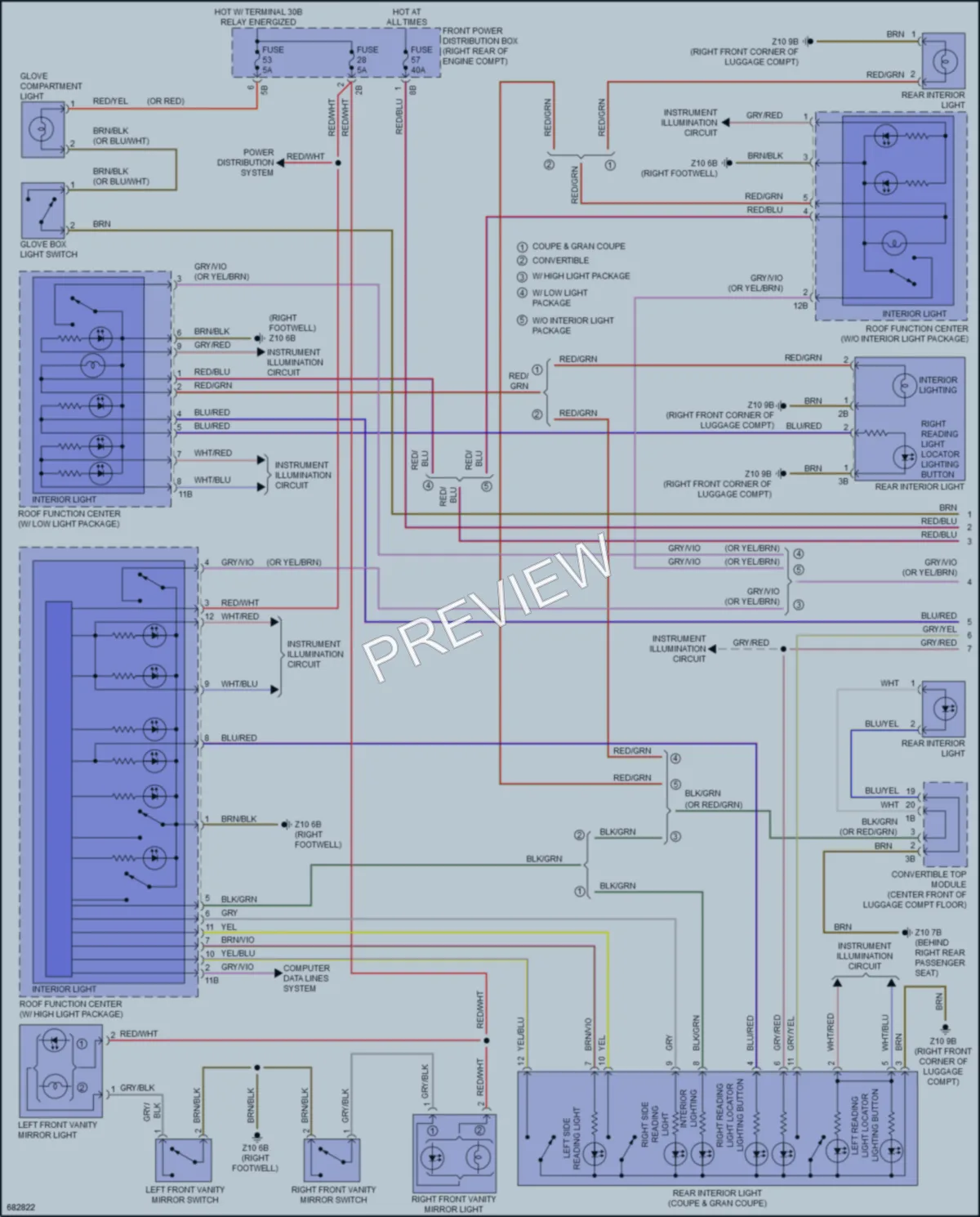2019 BMW 430iGranCoupe Interior Lights wiring diagram preview