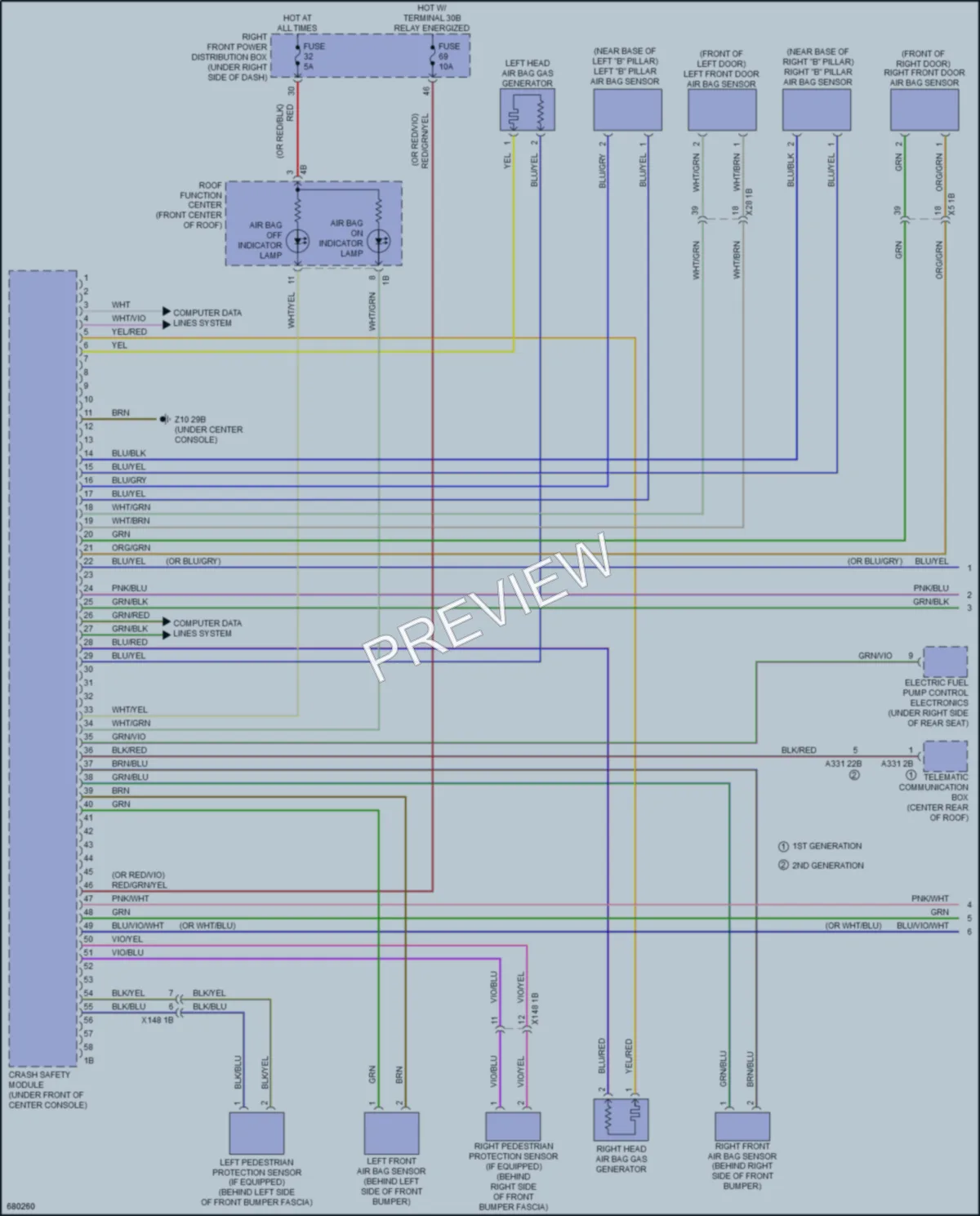 2019 BMW 530e Supplemental Restraints wiring diagram preview