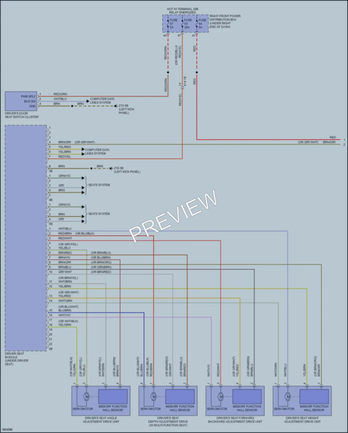 2019 BMW 540i Memory Systems wiring diagram preview