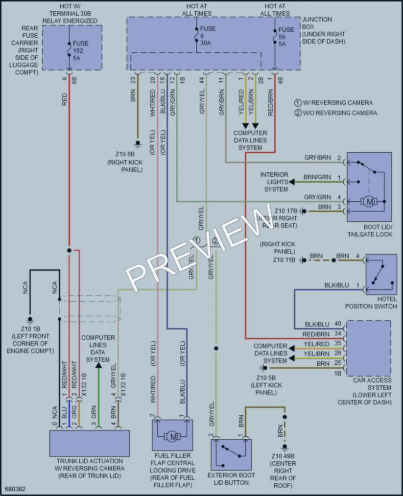2019 BMW 640iGranCoupe Trunk Tailgate Fuel Door wiring diagram preview