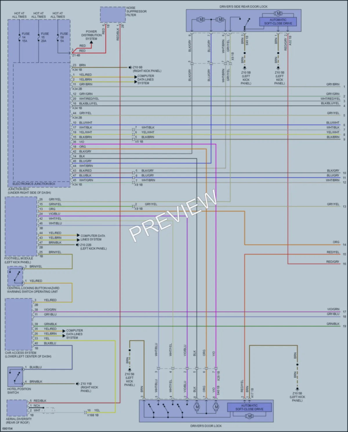 2019 BMW 650iGranCoupe Power Door Locks wiring diagram preview