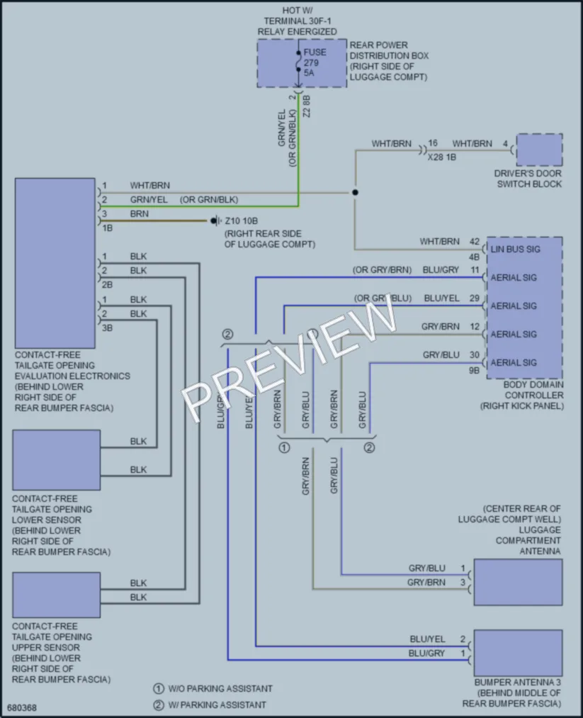 2019 BMW 750i Trunk Tailgate Fuel Door wiring diagram preview