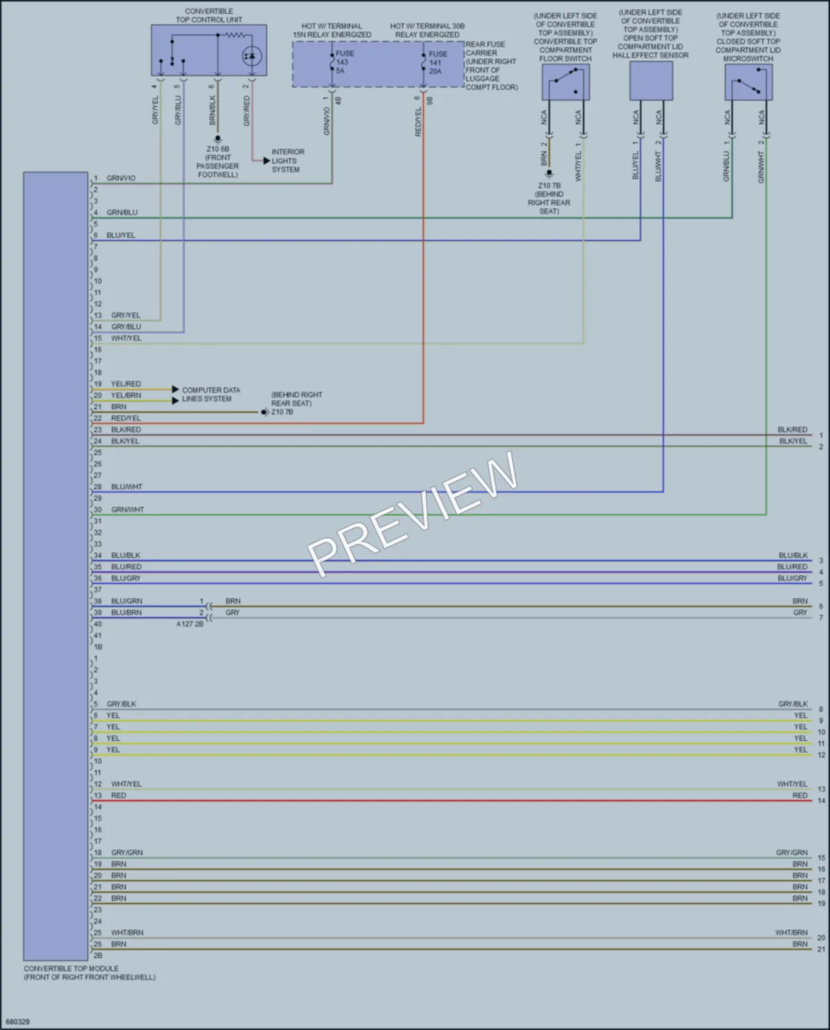 2019 BMW M240i Power Top Sunroof wiring diagram preview