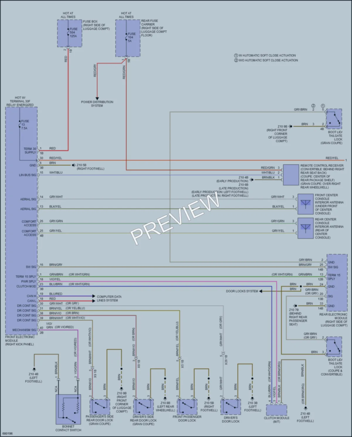 2019 BMW M4 Anti Theft wiring diagram preview