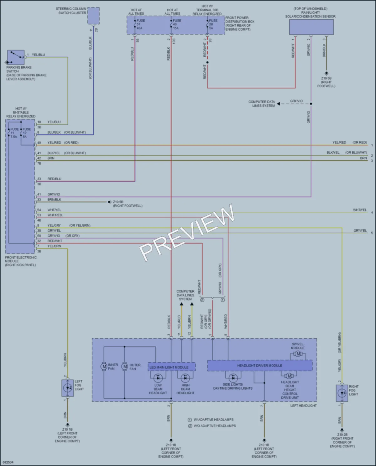 2019 BMW M4 Headlights wiring diagram preview
