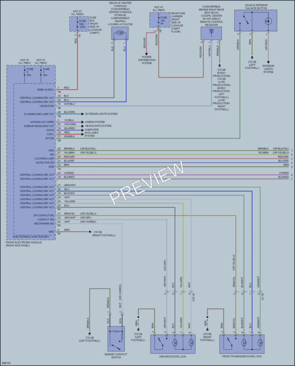 2019 BMW M4 Power Door Locks wiring diagram preview