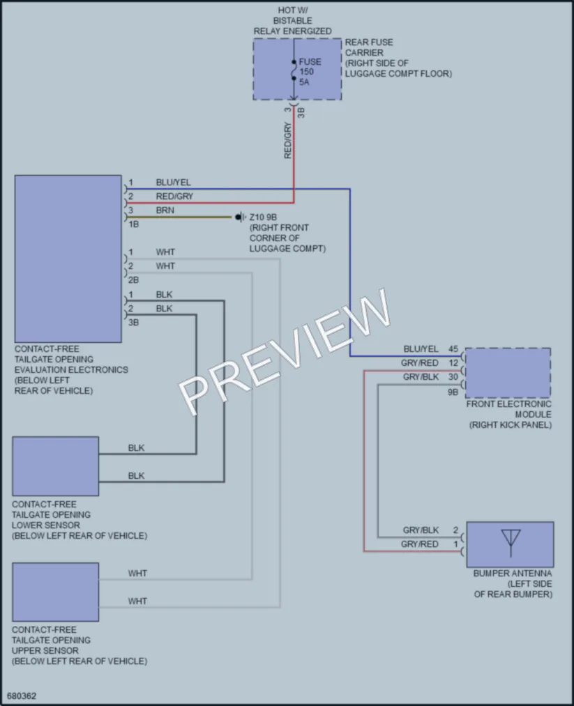 2019 BMW M4 Trunk Tailgate Fuel Door wiring diagram preview