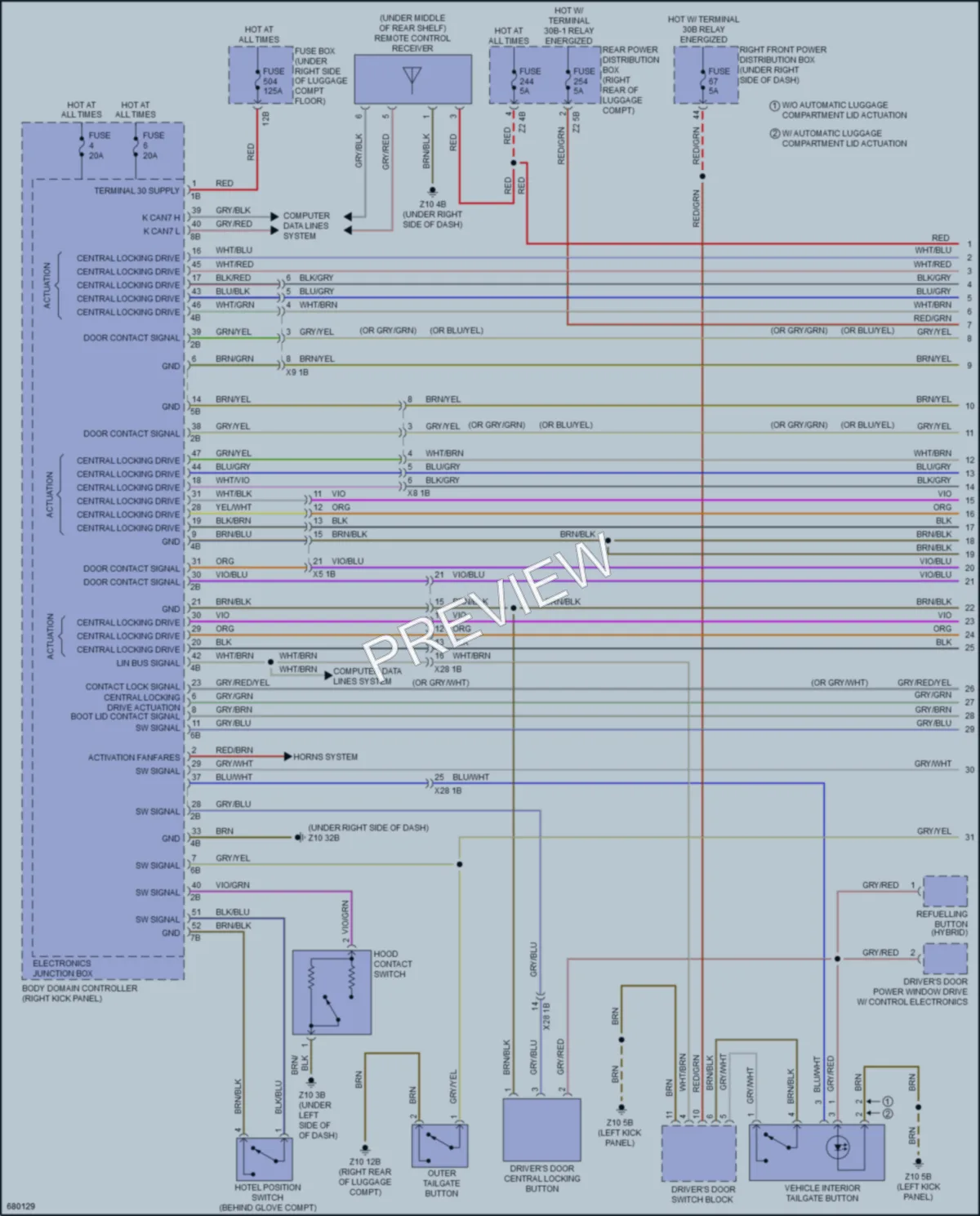 2019 BMW M550i Power Door Locks wiring diagram preview