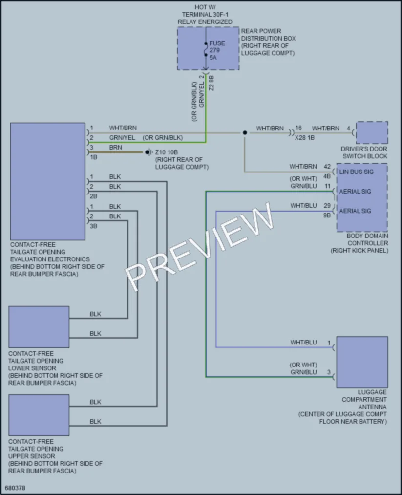 2019 BMW M550i Trunk Tailgate Fuel Door wiring diagram preview