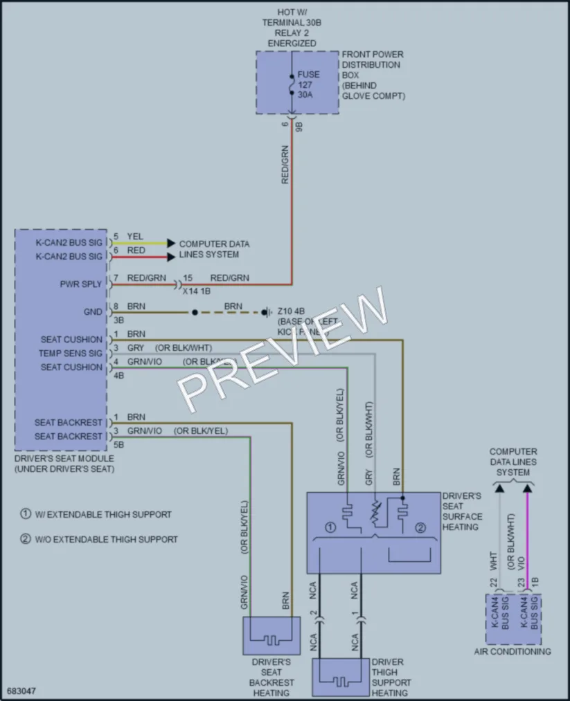 2019 BMW X1 Power Seats wiring diagram preview
