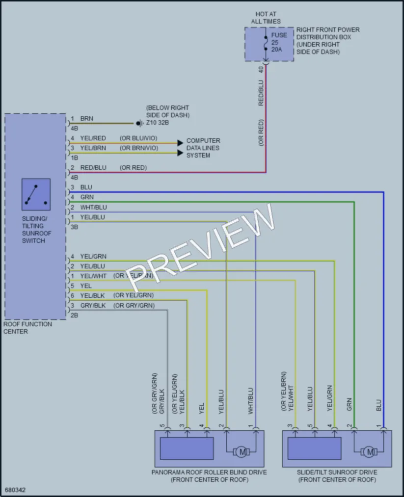 2019 BMW X5 Power Top Sunroof wiring diagram preview