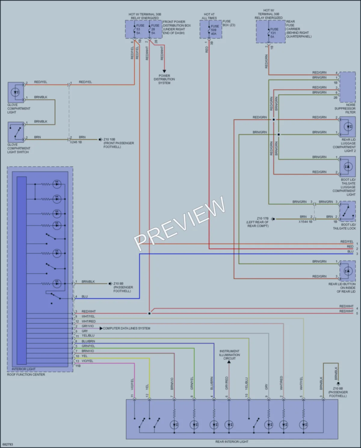 2019 BMW X6 Interior Lights wiring diagram preview