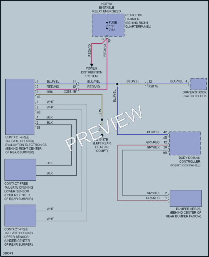 2019 BMW X6 Trunk Tailgate Fuel Door wiring diagram preview