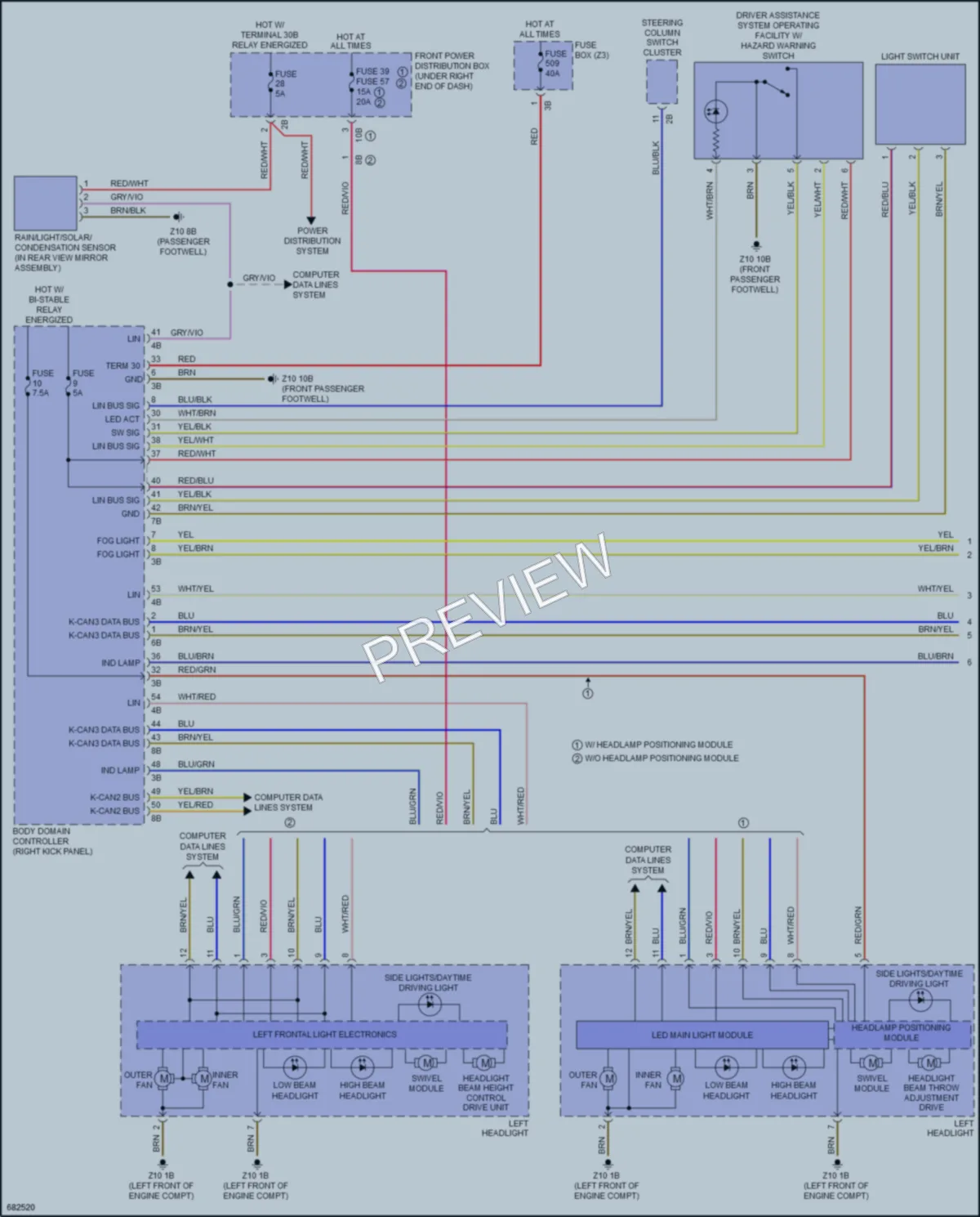2019 BMW X6M Headlights wiring diagram preview