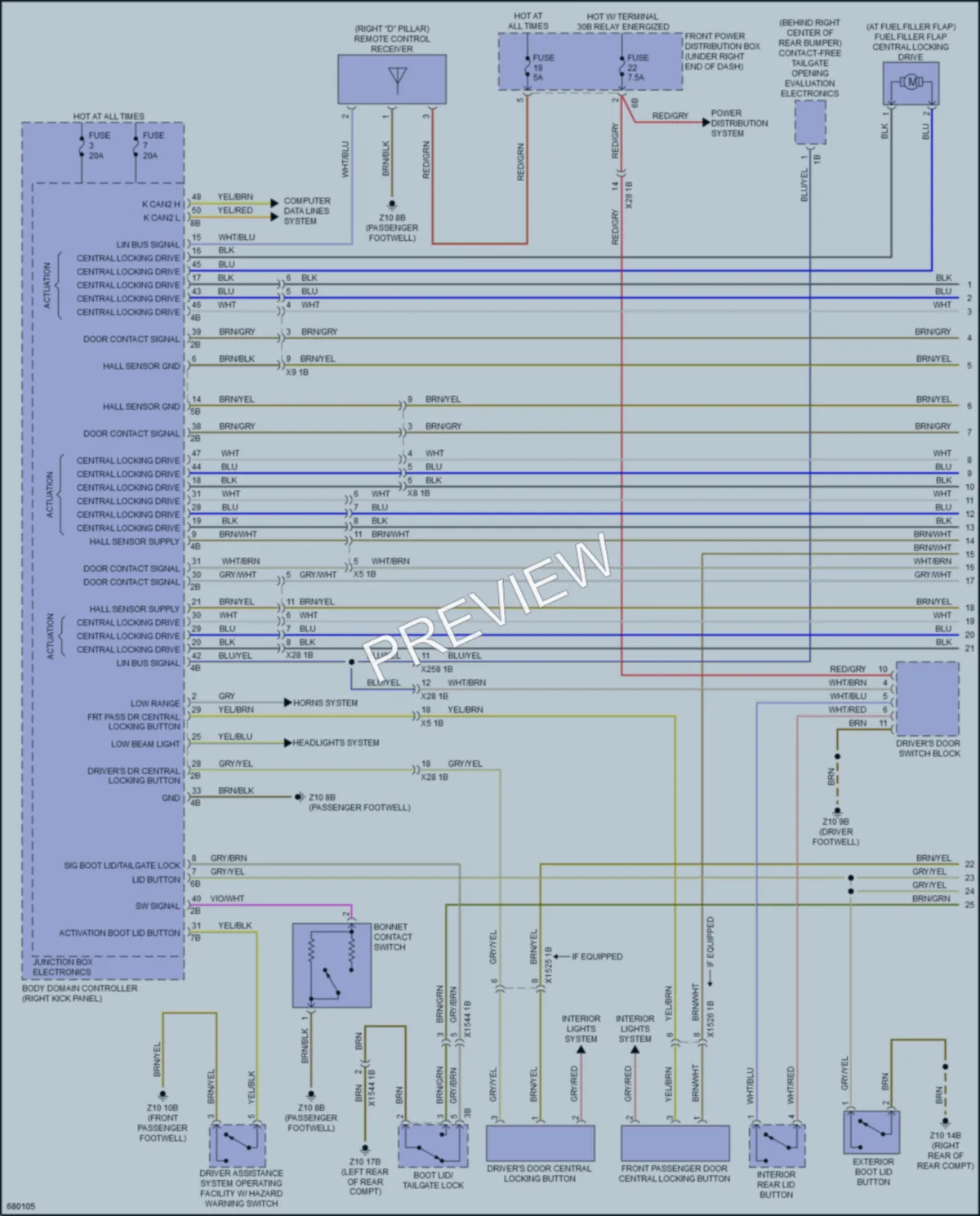 2019 BMW X6M Power Door Locks wiring diagram preview