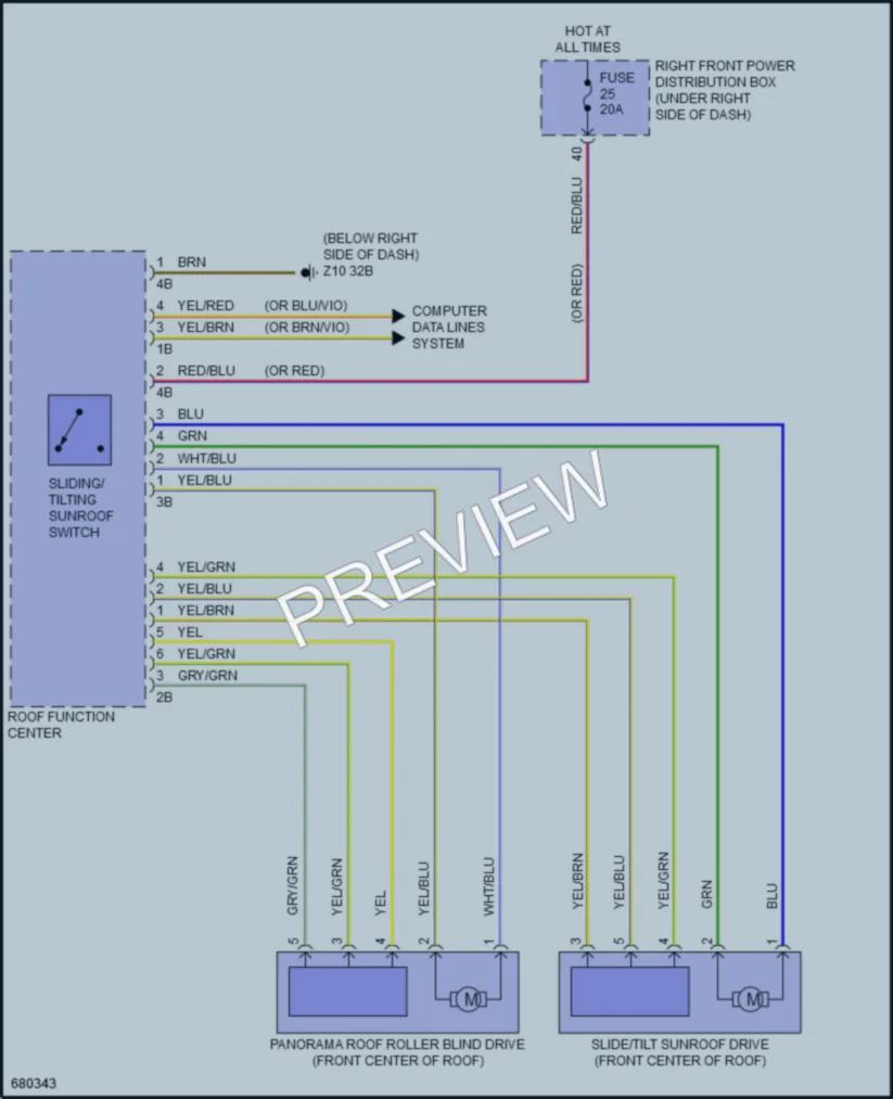 2019 BMW X7 Power Top Sunroof wiring diagram preview