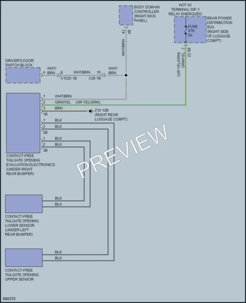 2019 BMW X7 Trunk Tailgate Fuel Door wiring diagram preview