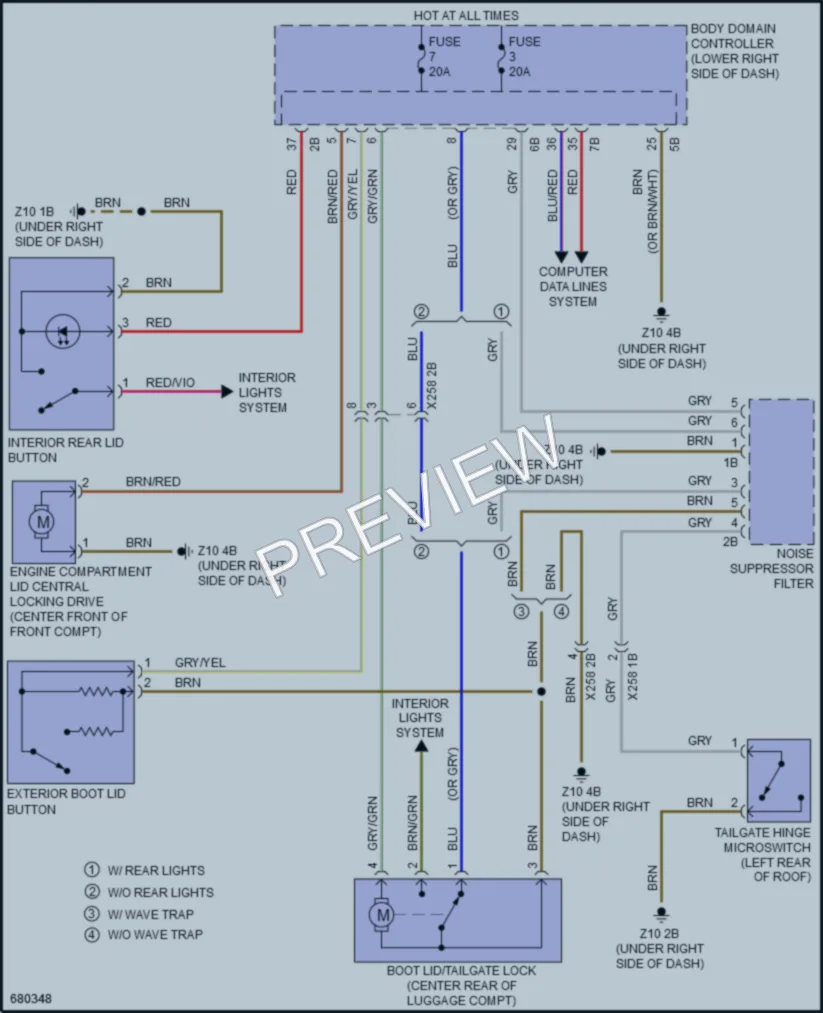 2019 BMW i3 Trunk Tailgate Fuel Door wiring diagram preview