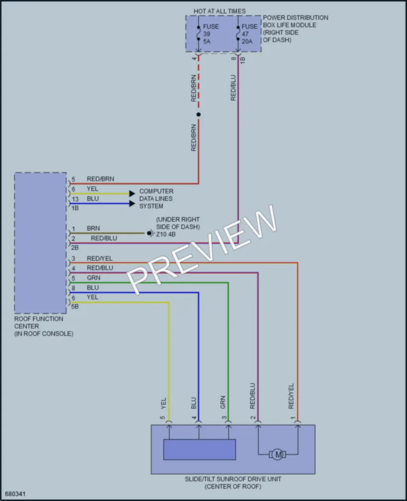 2019 BMW i3s Power Top Sunroof wiring diagram preview