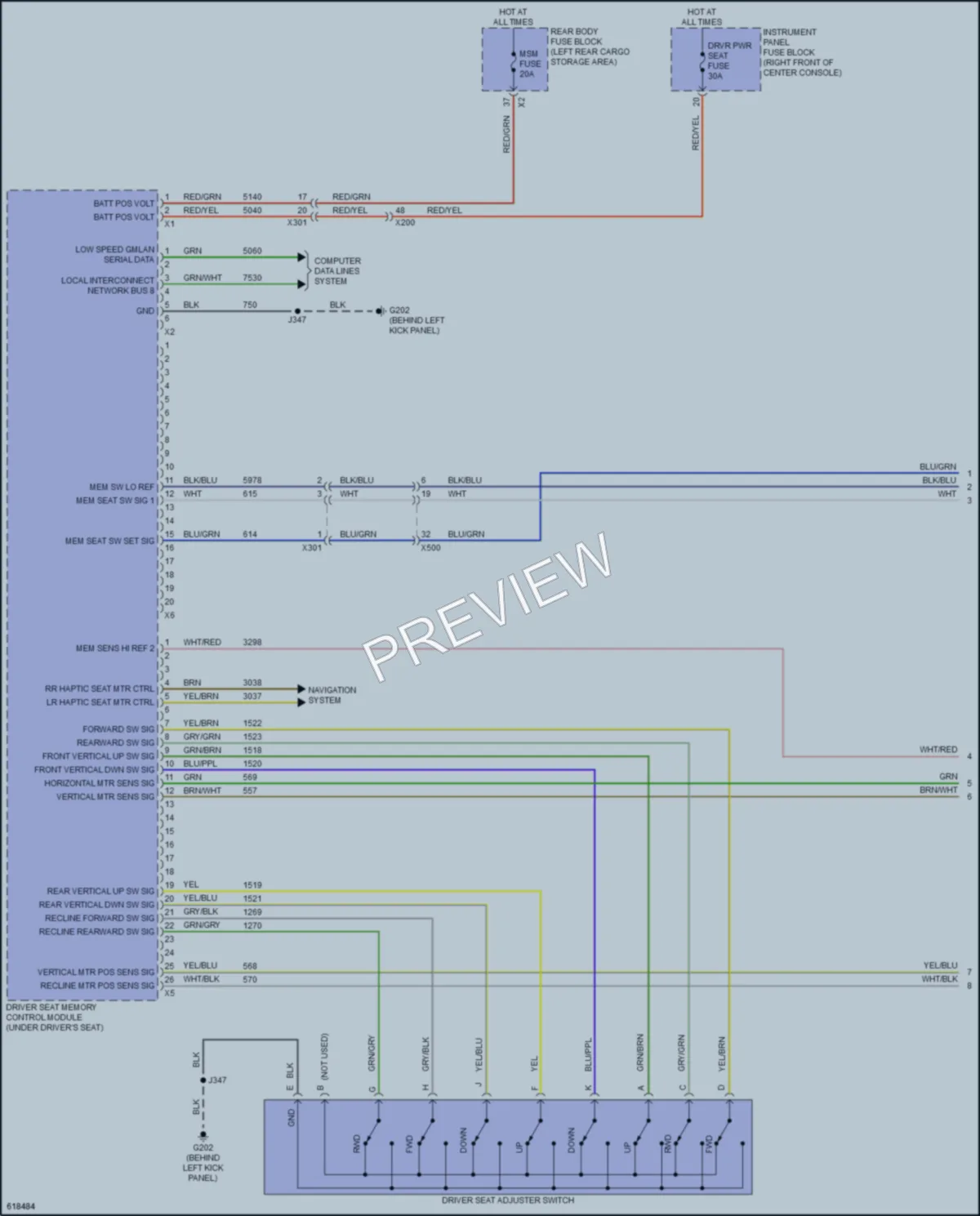 2019 Buick Enclave Memory Systems wiring diagram preview