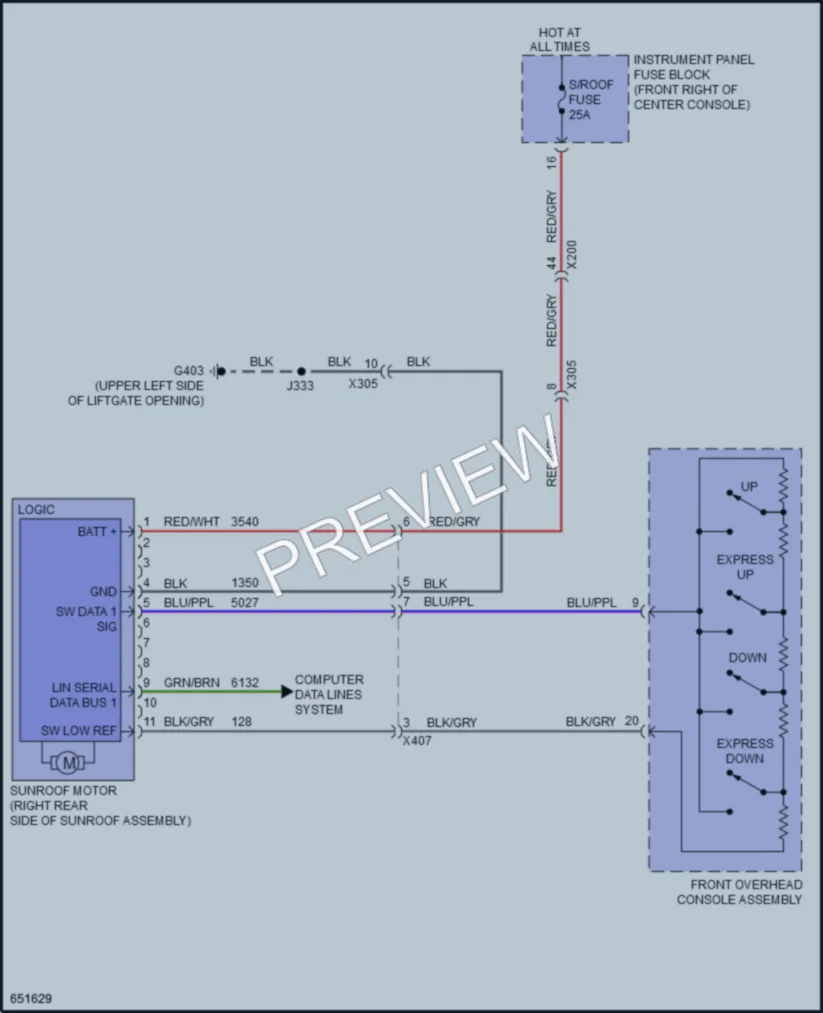 2019 Buick Enclave Power Top Sunroof wiring diagram preview