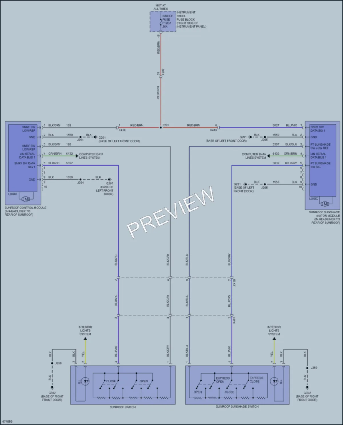 2019 Buick Envision Power Top Sunroof wiring diagram preview