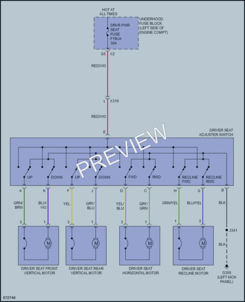 2019 Buick LaCrosse Power Seats wiring diagram preview